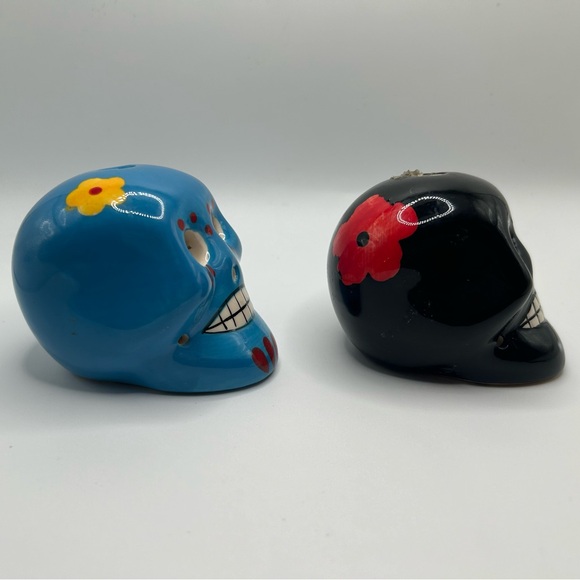 💀Dia de los Muertos Day of the Dead Set 2 Decorative Ceramic Skulls Calaveras - Picture 6 of 9